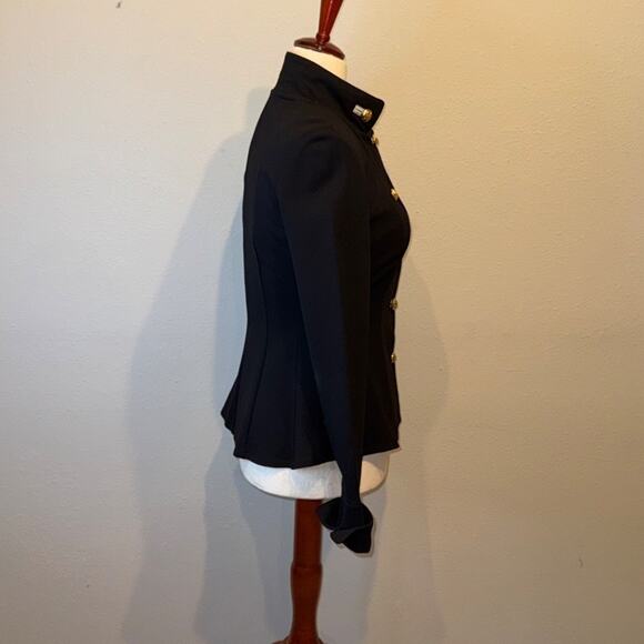 Joseph Ribkoff jacket military style black Ponte knit with gold buttons Sz 6 - Picture 4 of 10